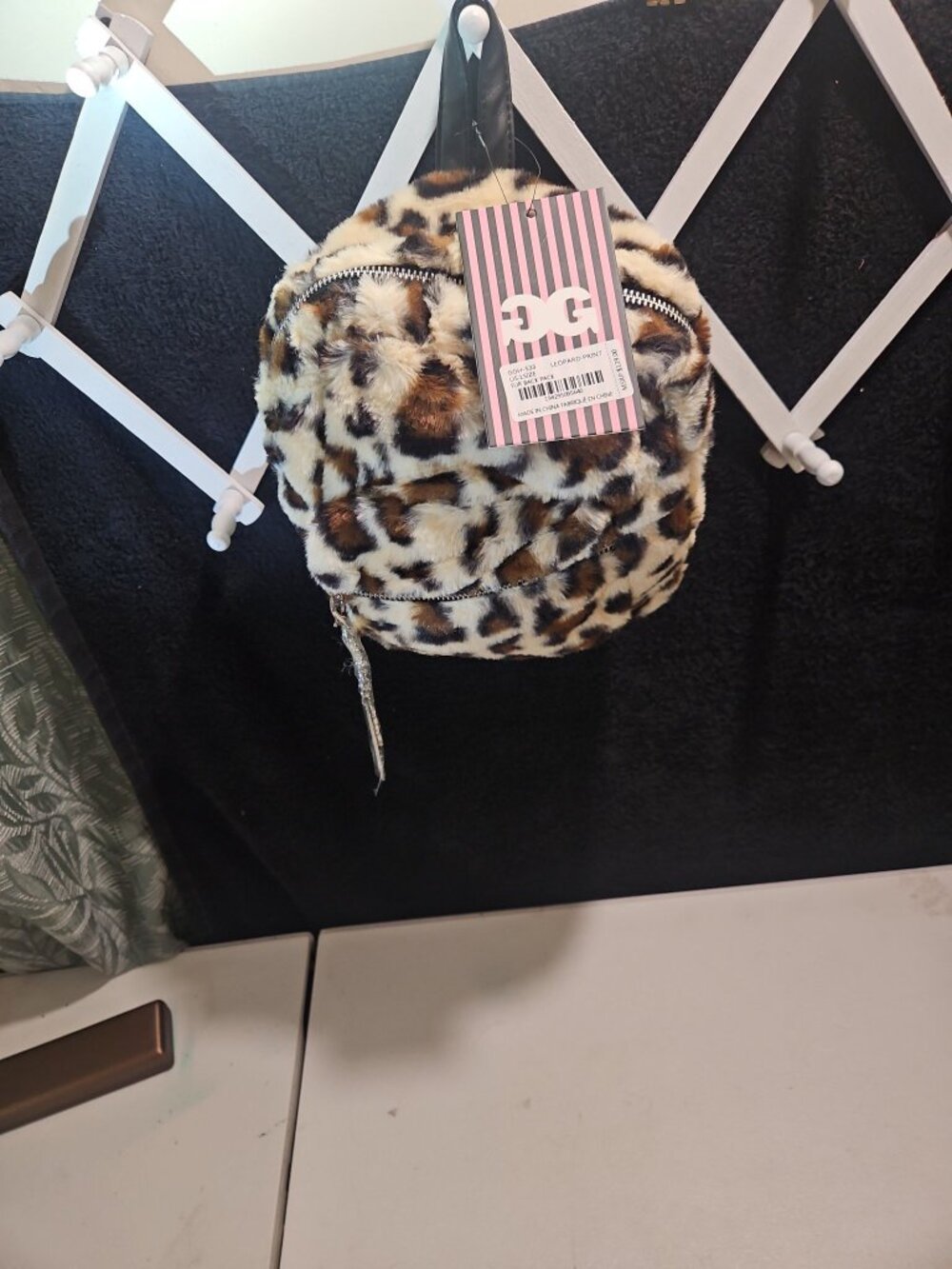 Gilda Paris Leopard Print Faux Fur Backpack NWT